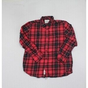 St John Bay Men Red Casual Plaid Collar Classic Fit Size Large